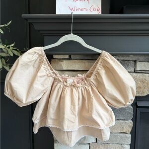 Elegant Cream Blouse with Puff Sleeves